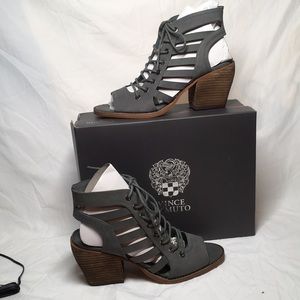 Vince Camuto Nubuck Lace-Up Heeled Sandals Chesten